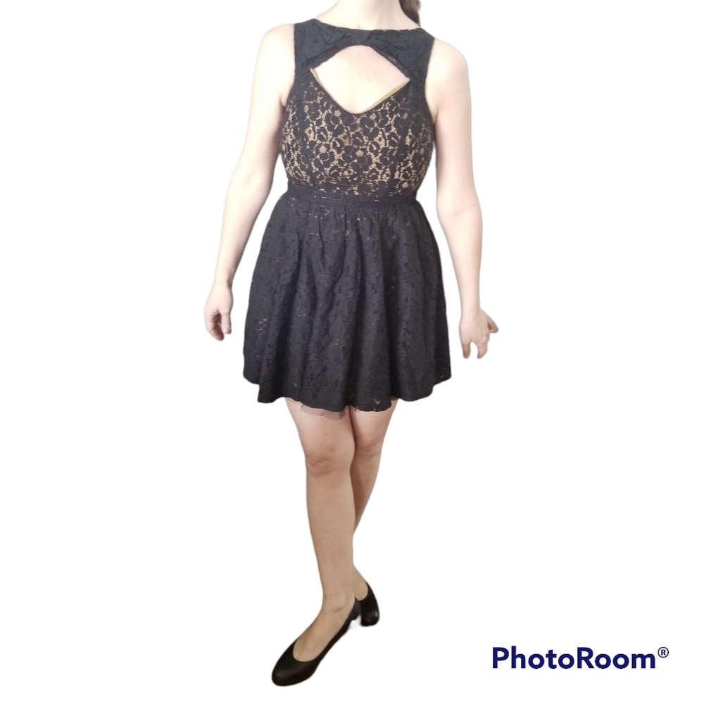 (XS) Material Girl Layered Lace, Shimmery Gold and Tulle Cut Out Chest
